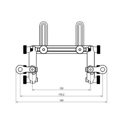 Diagram of the DDU mount with labeled measurements