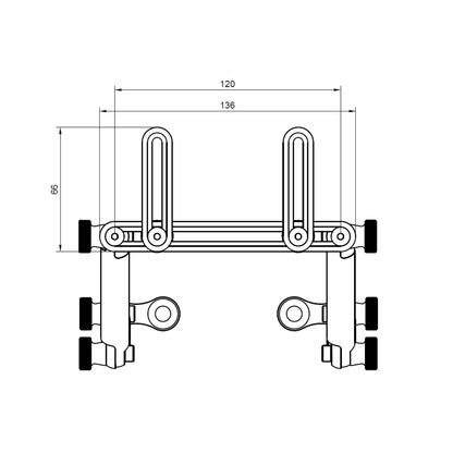 Technical drawing of the DDU mount with measurements