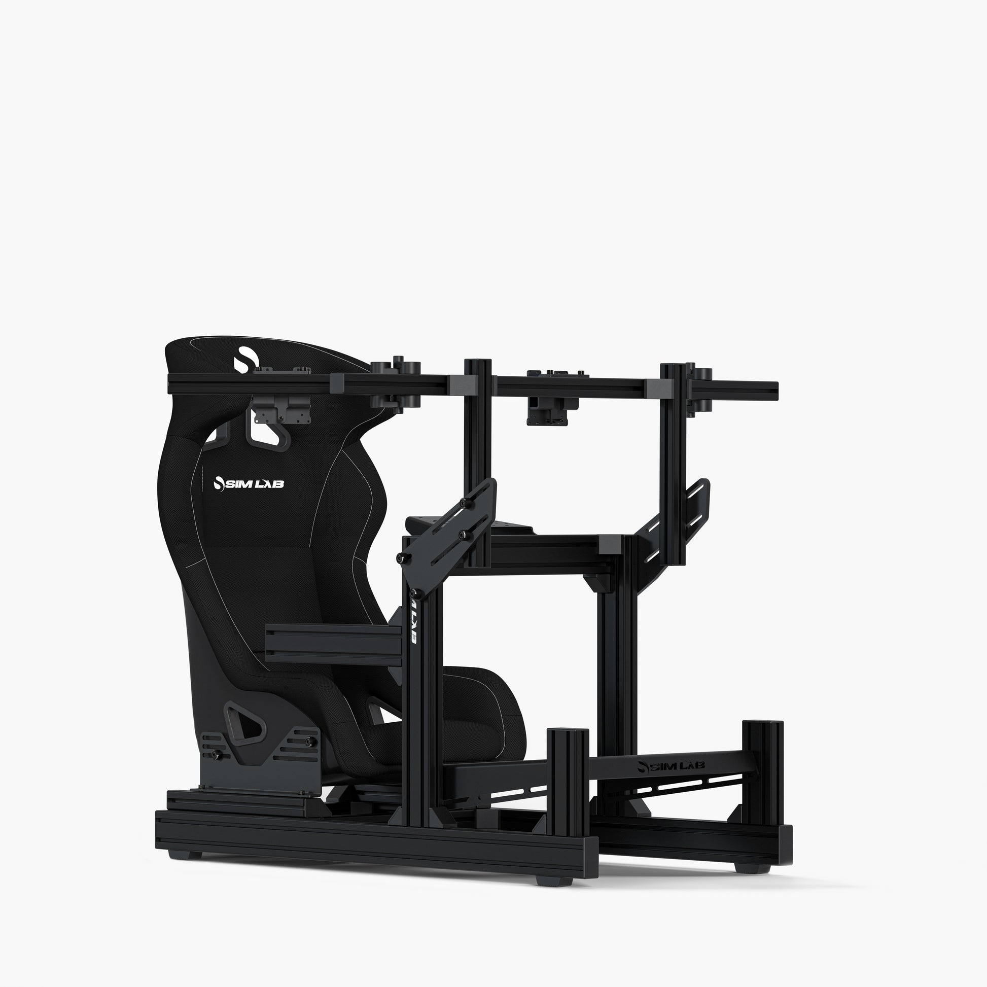 GT1 Evo cockpit with the Speed seat and the triple Integrated monitor mount. 