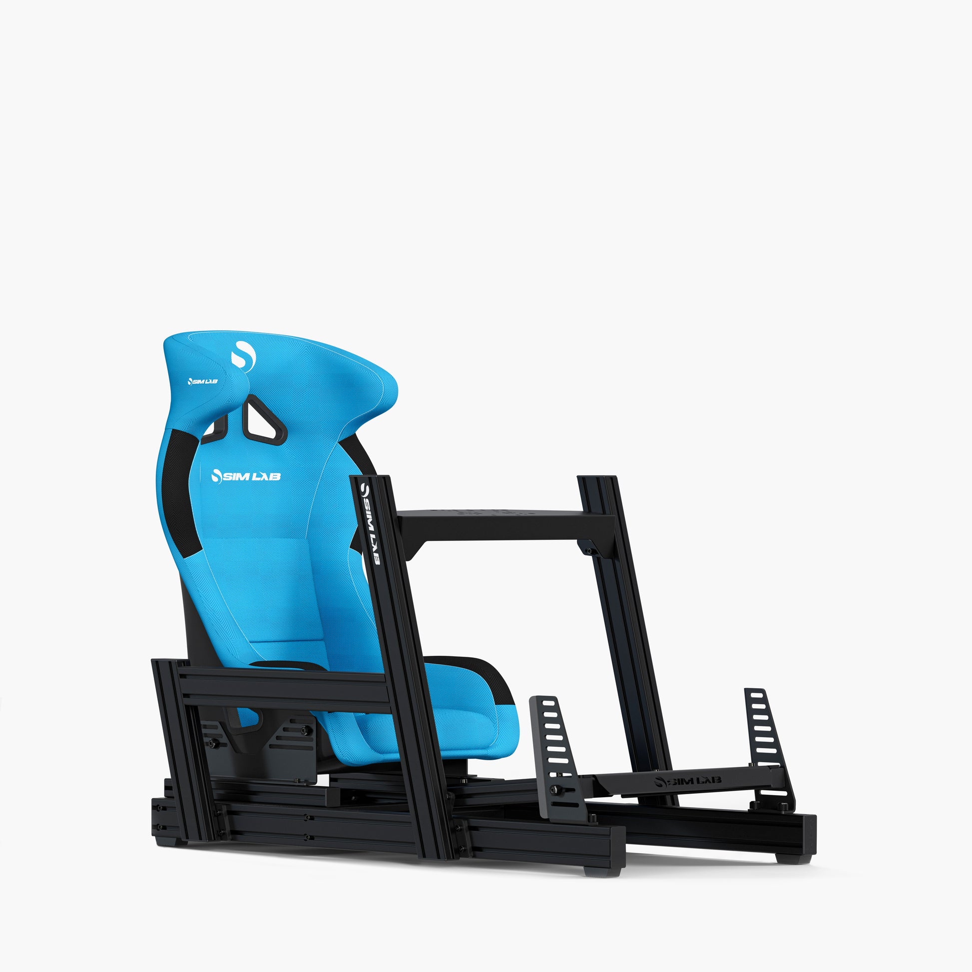 Blue Speed1 seat mounted on the GT1 Pro Simracing Cockpit.
