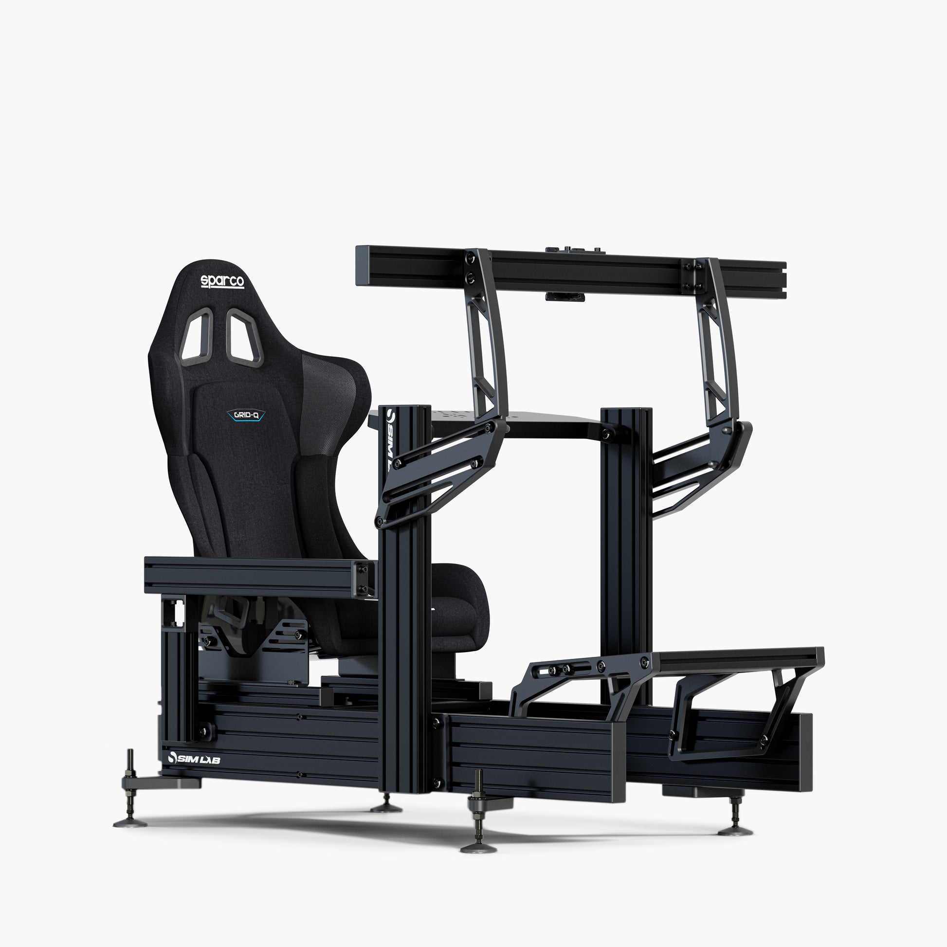 P1X Ultimate Simracing cockpit - black seat, podium mount, integrated single